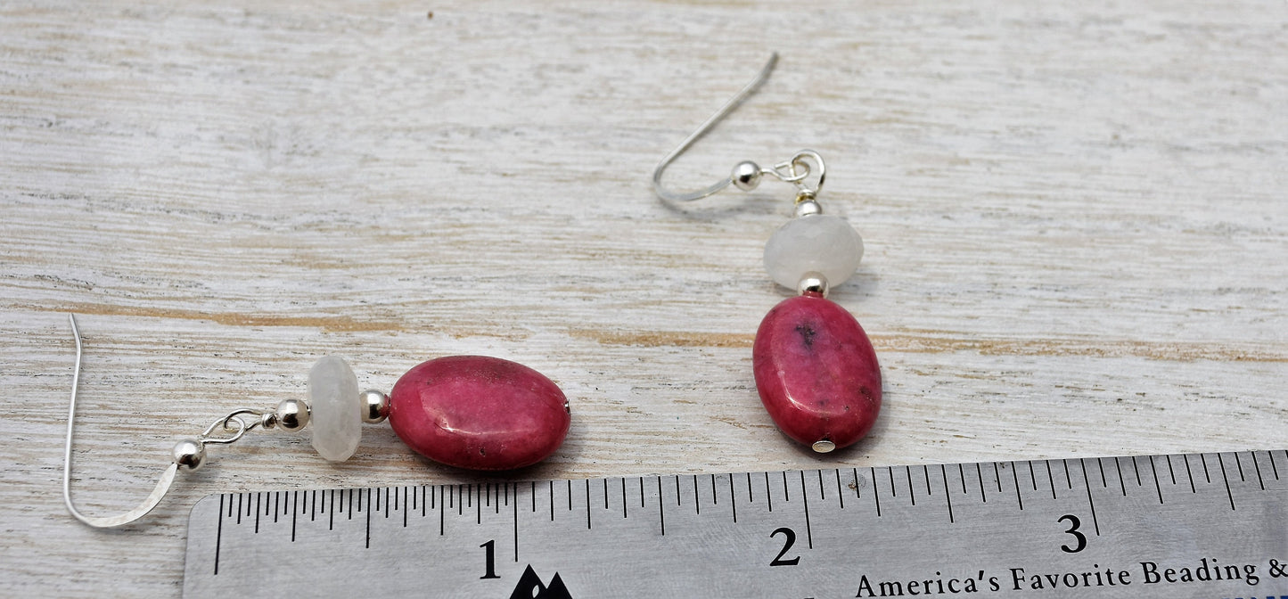 Moonstone Rhodochrosite Earrings