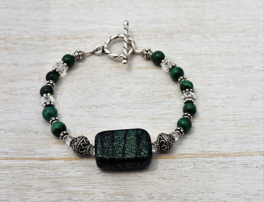 Dichroic Glass and Malachite Bracelet