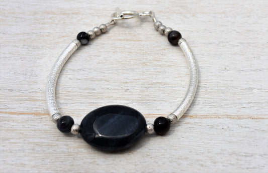 Black Agate Bangle Bracelet