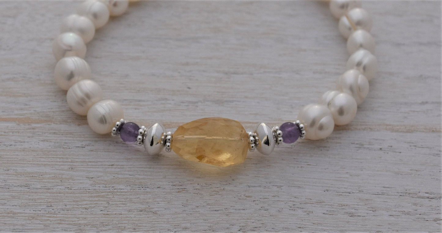 Citrine Pearl Bracelet