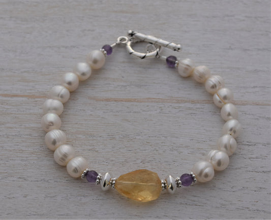 Citrine Pearl Bracelet