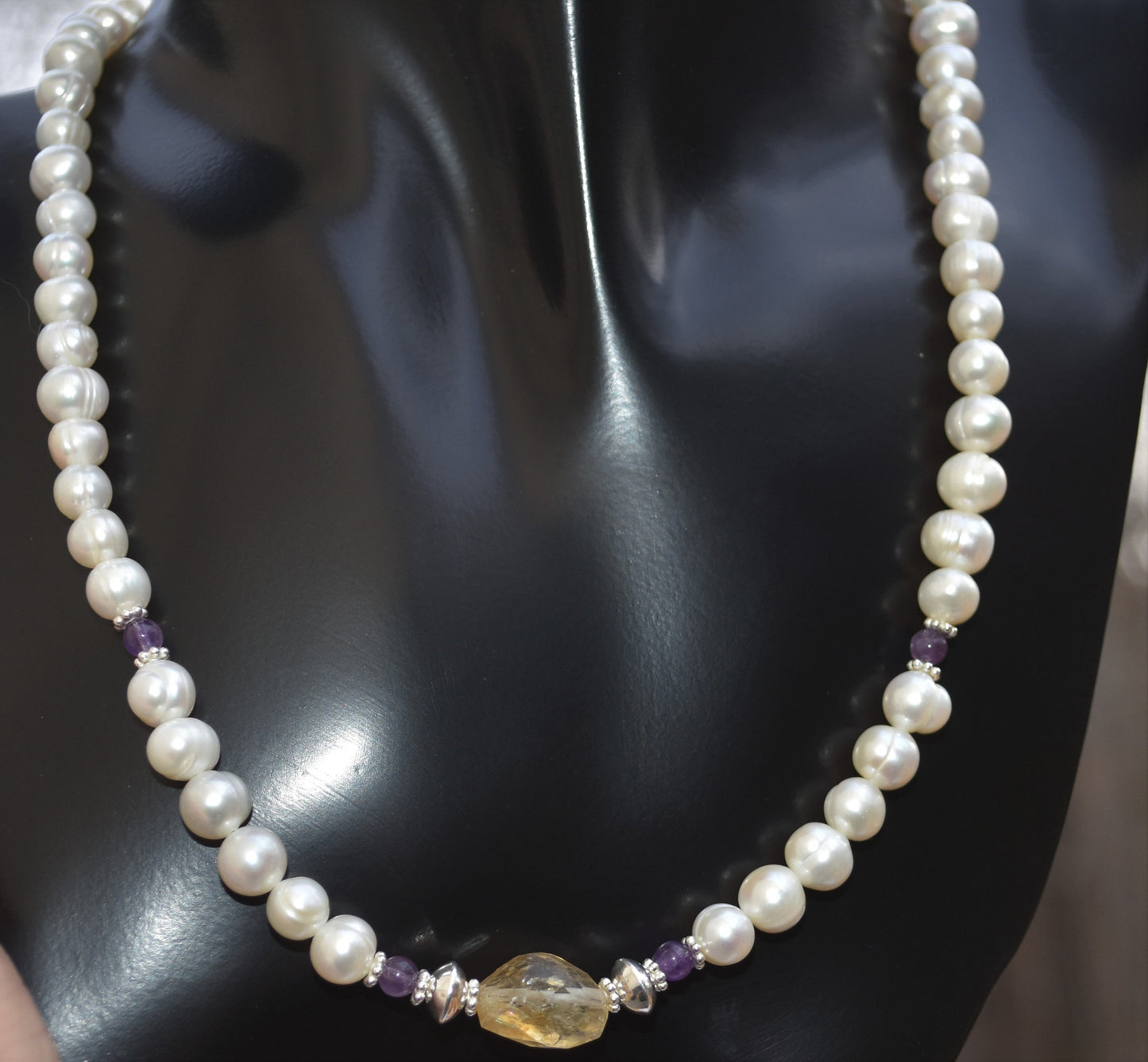Citrine and Pearl Necklace