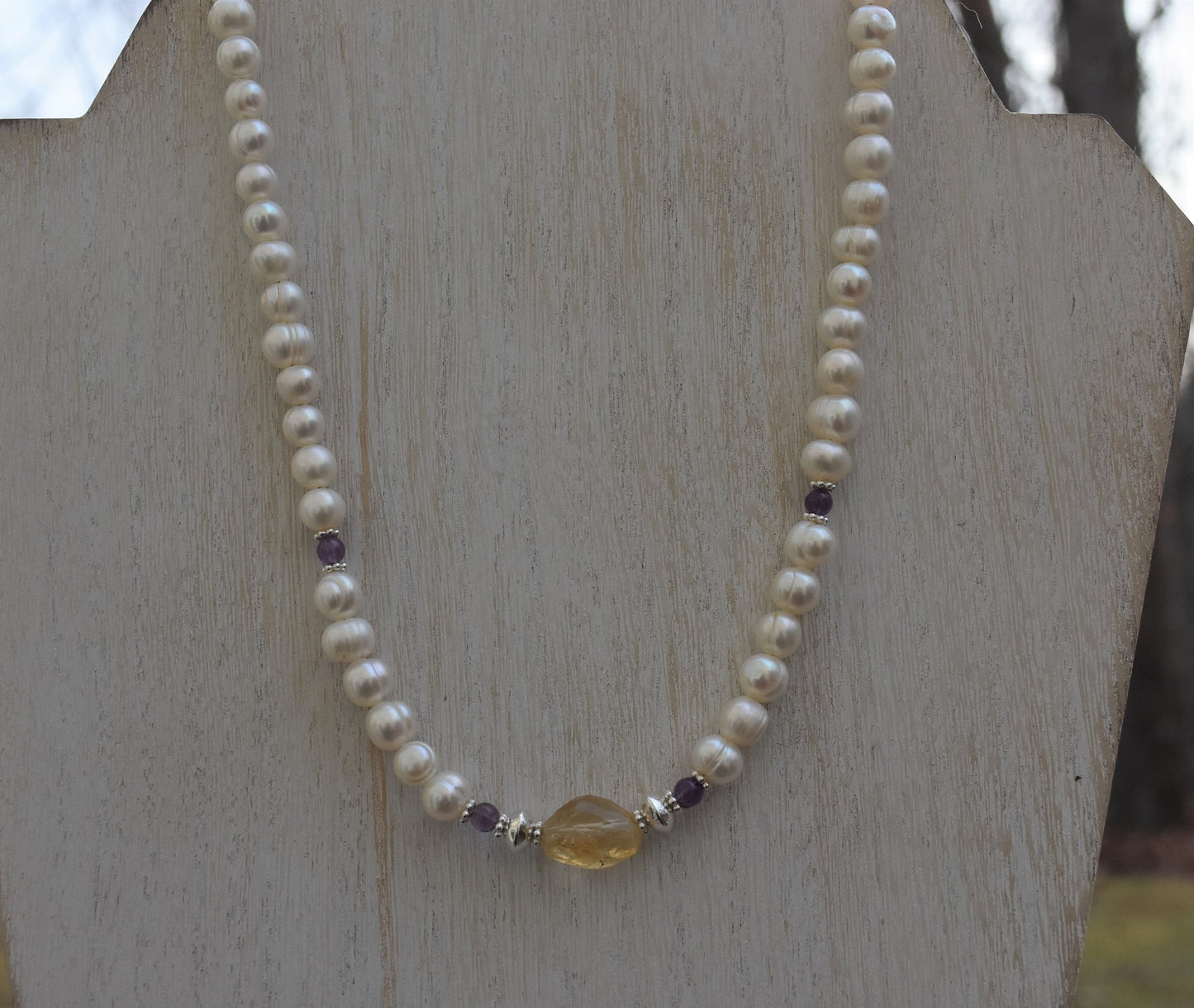 Citrine and Pearl Necklace