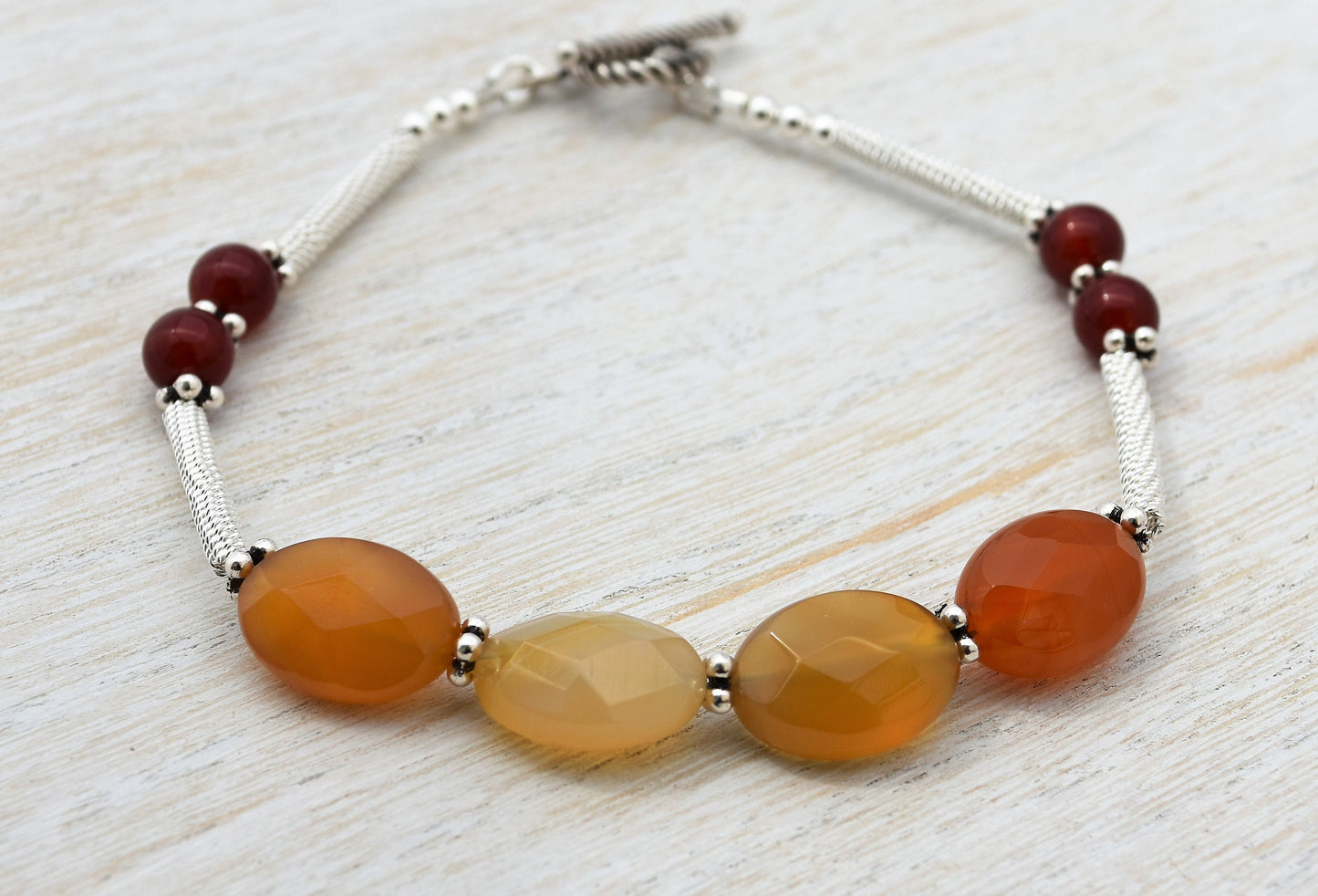 Carnelian and Sterling Silver Bracelet