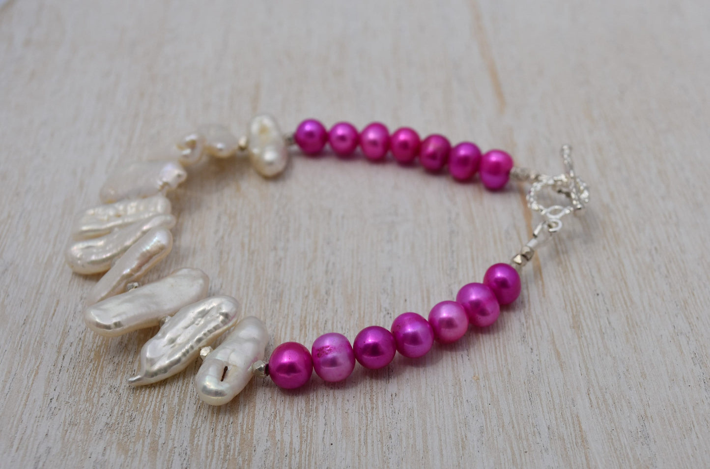 Pink Stick Pearl Bracelet