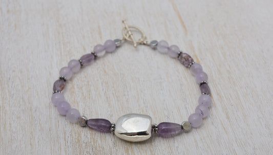 Amethyst and Sterling Silver Nugget Bracelet