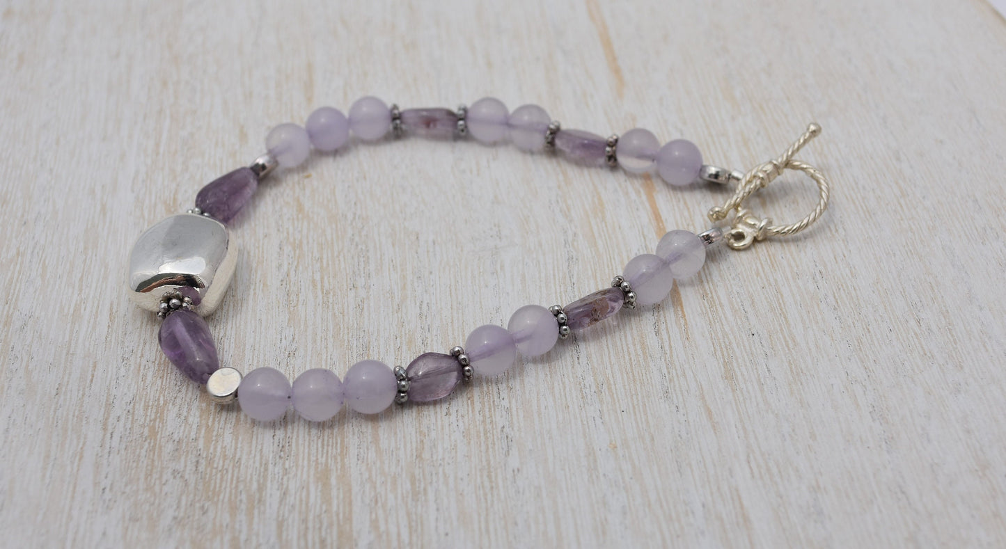 Amethyst and Sterling Silver Nugget Bracelet