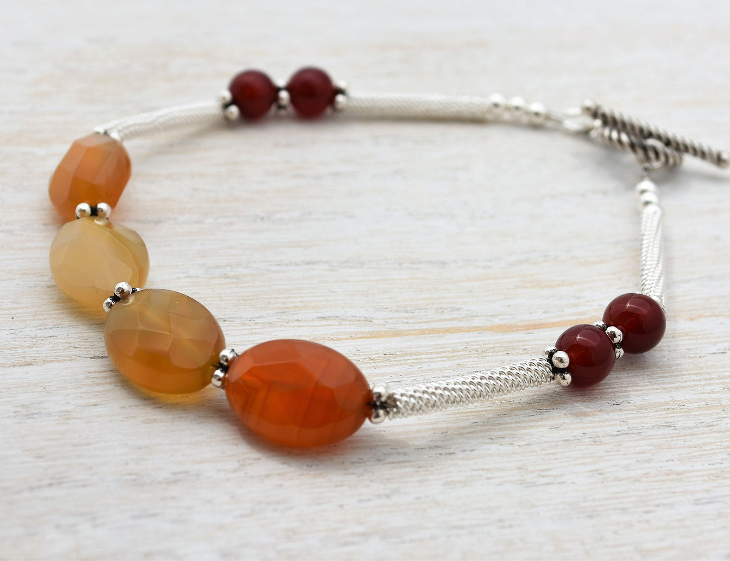 Carnelian and Sterling Silver Bracelet