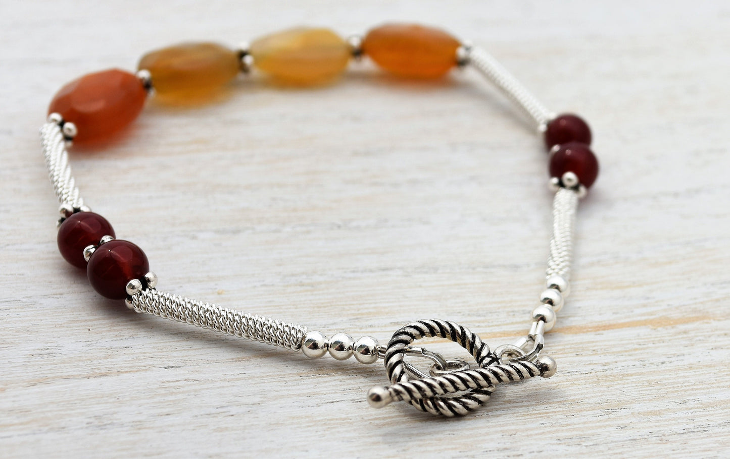 Carnelian and Sterling Silver Bracelet