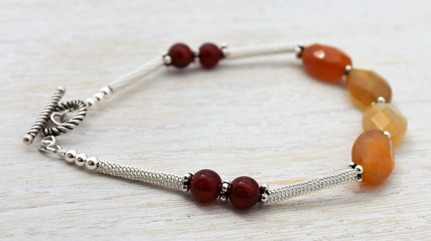 Carnelian and Sterling Silver Bracelet