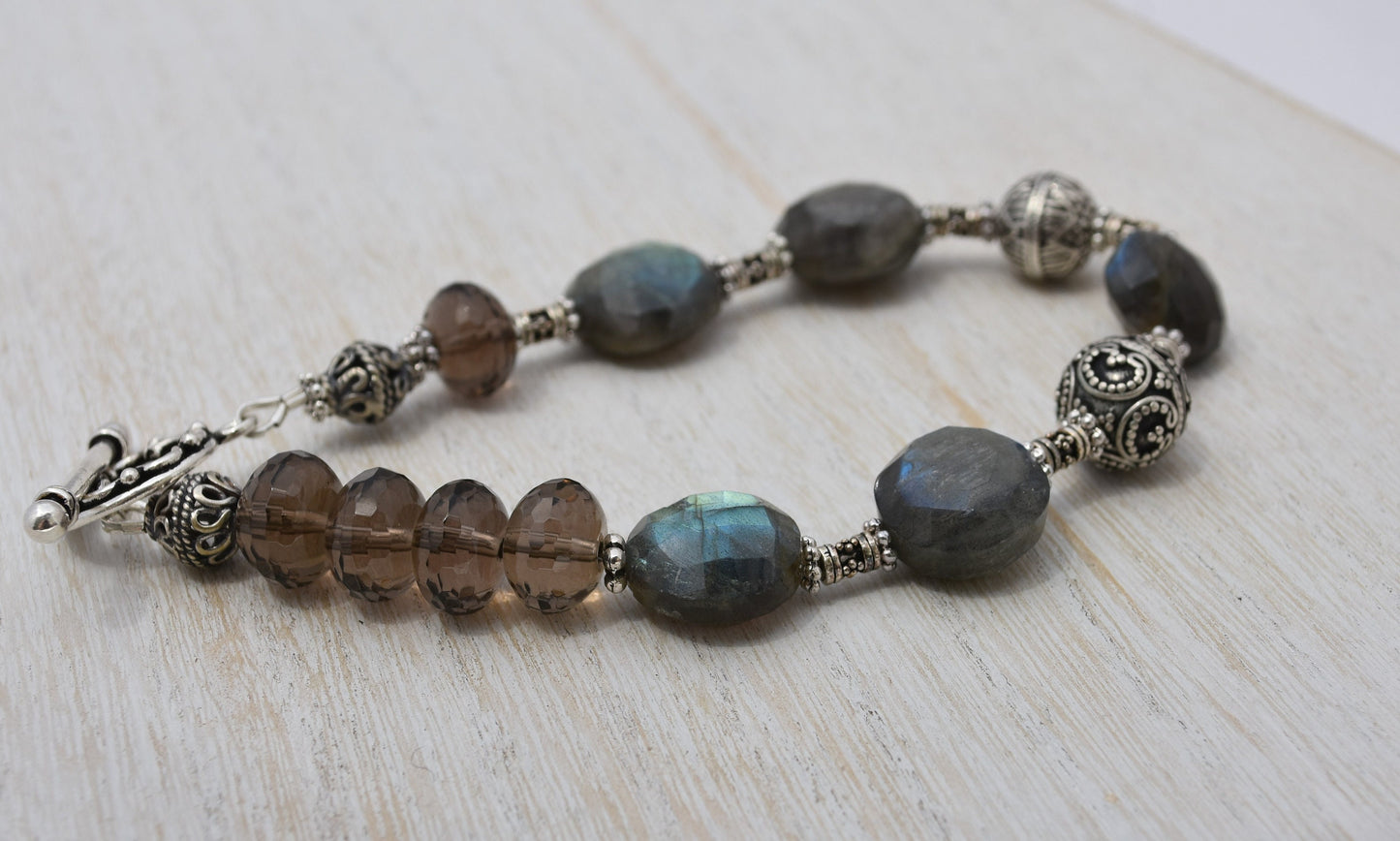 Labradorite and Smokey Topaz Bracelet