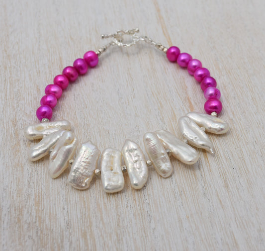Pink Stick Pearl Bracelet