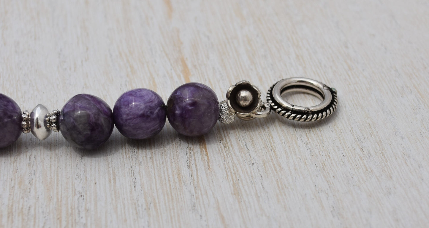 Charoite Bead Bracelet