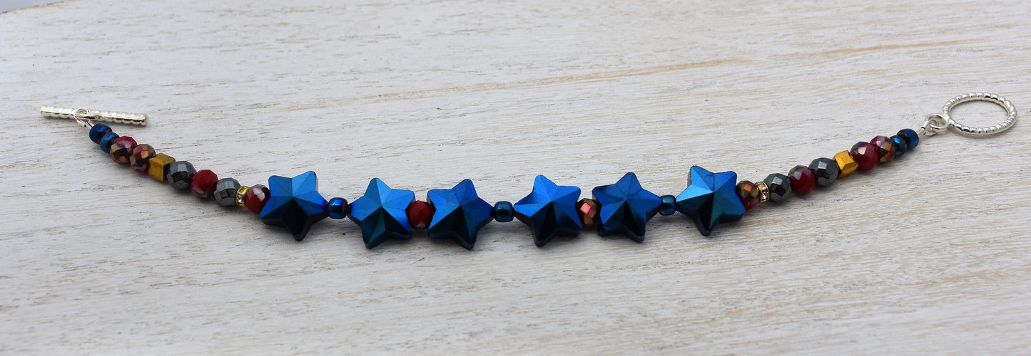 Red White and Blue Stars Bracelet