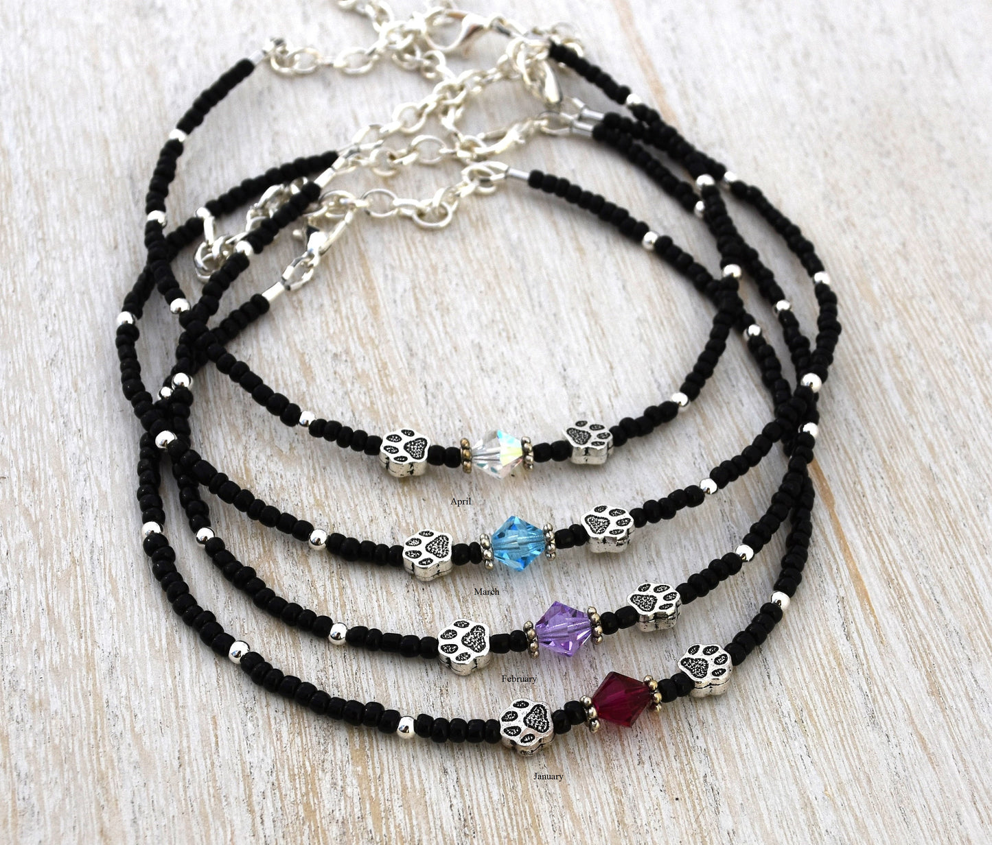 Dog Birthstone Ankle Bracelet