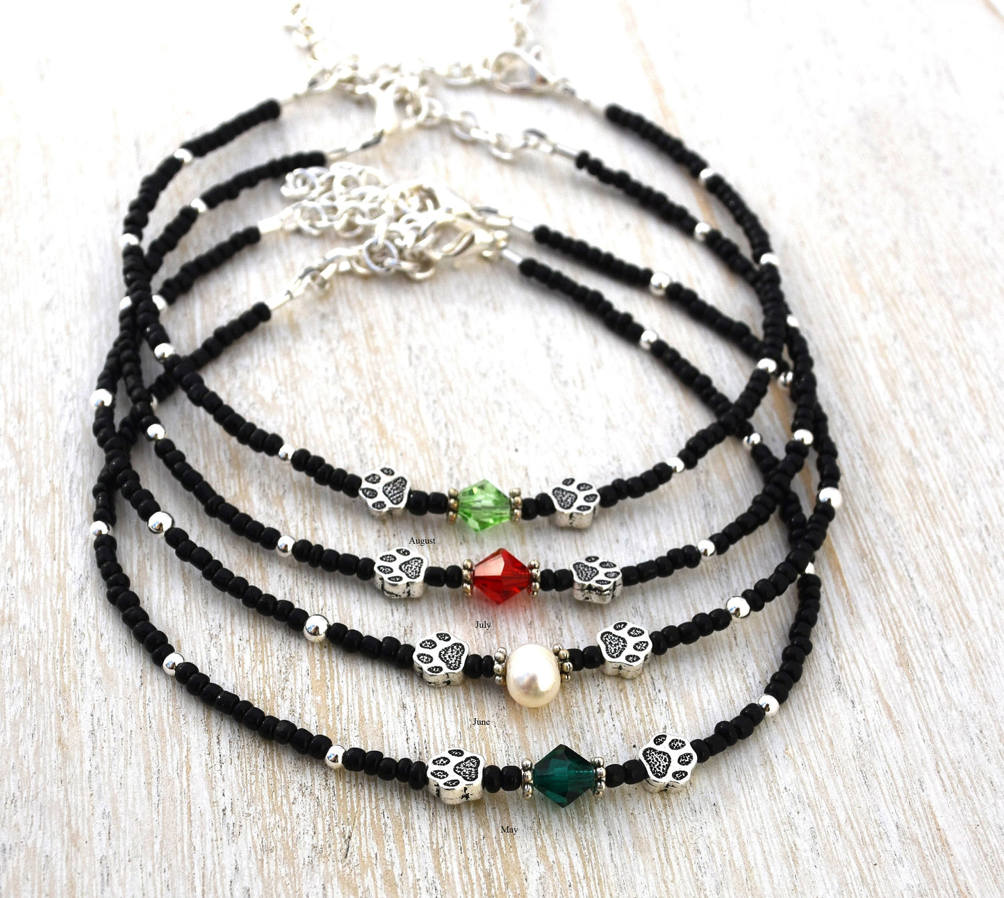 Dog Paw Birthstone Bracelet