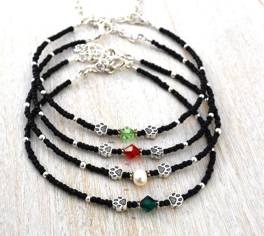 Dog Paw Birthstone Bracelet