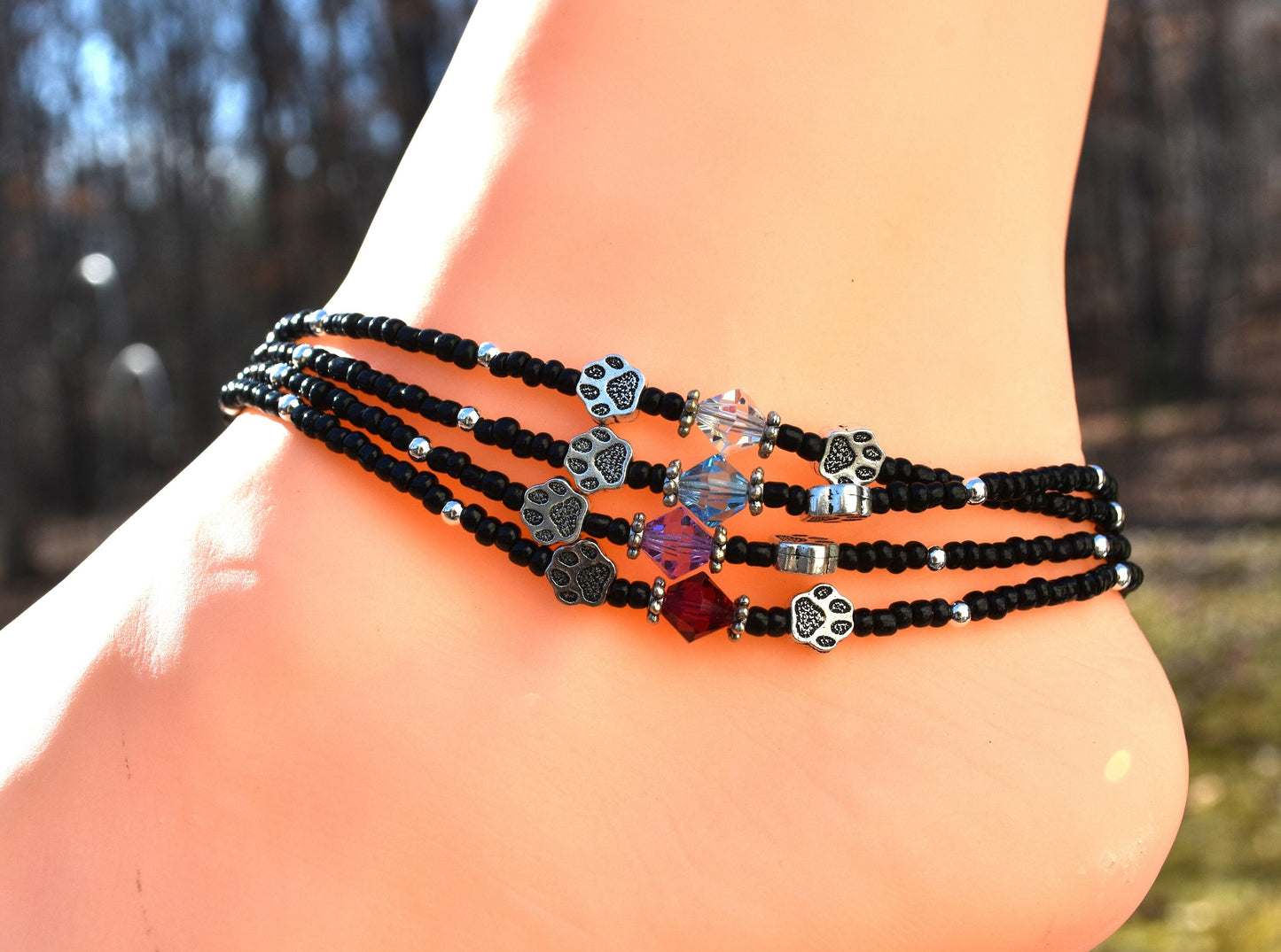 Dog Birthstone Ankle Bracelet