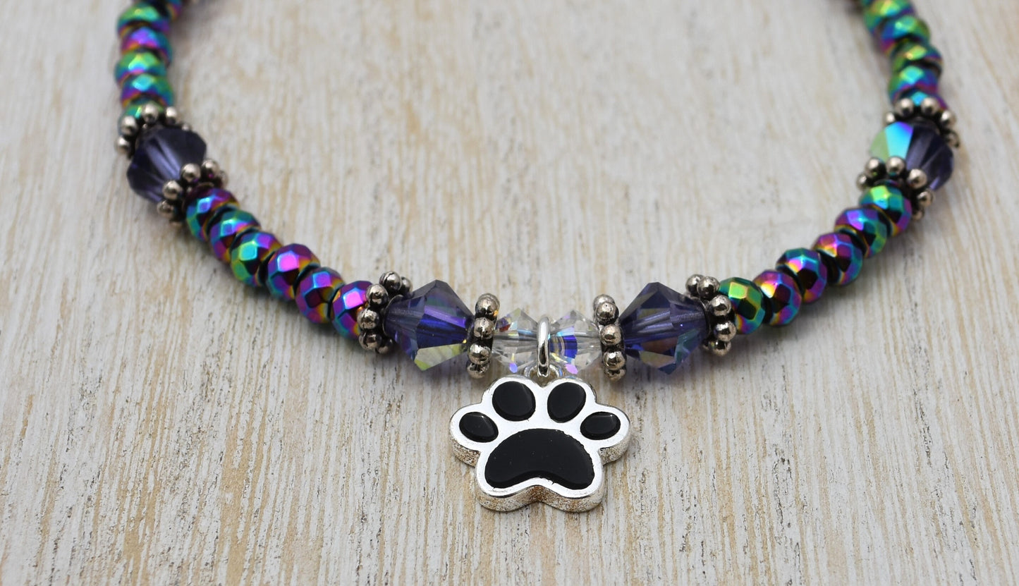 Dog Paw Colorful Gemstone Bracelet