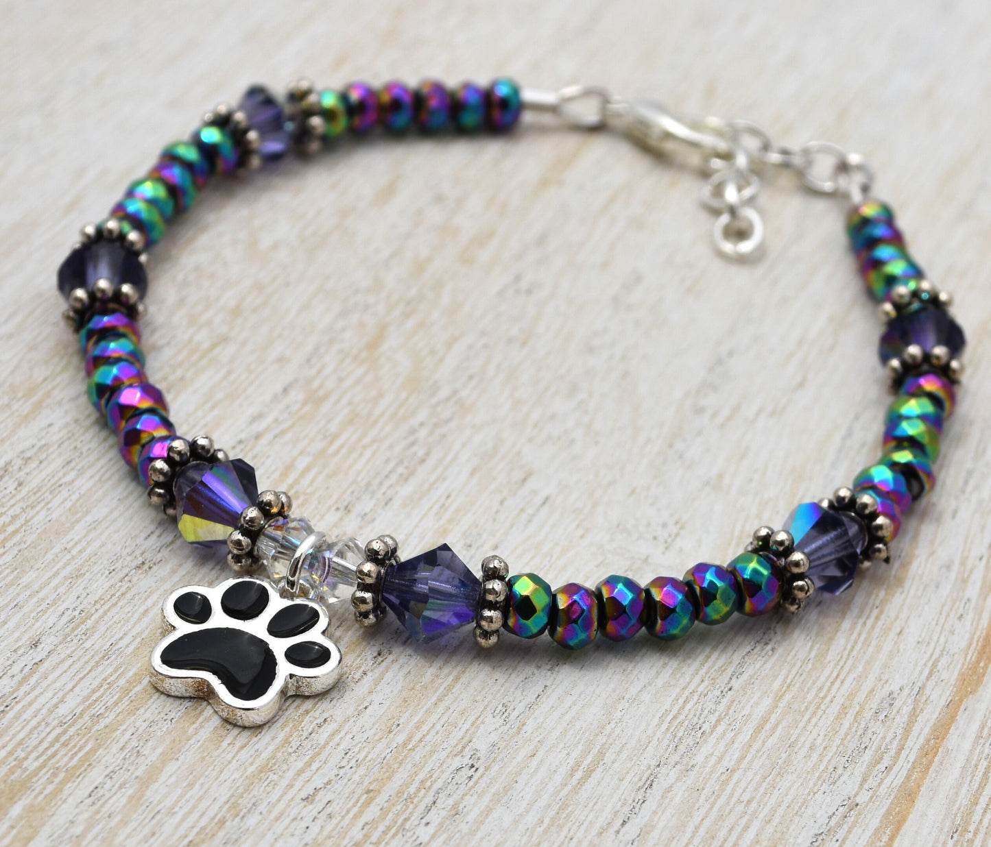Dog Paw Colorful Gemstone Bracelet
