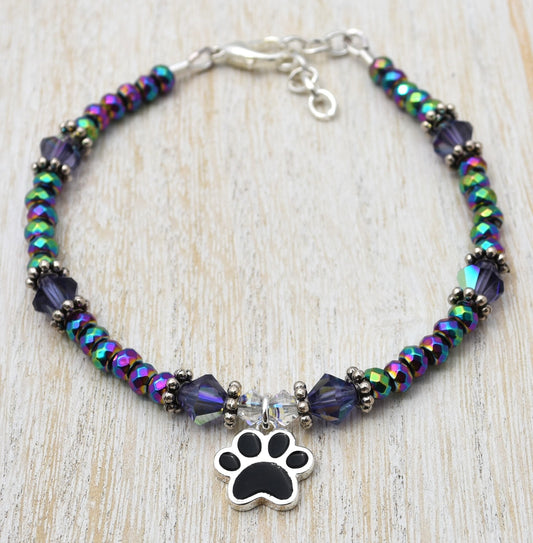 Dog Paw Colorful Gemstone Bracelet