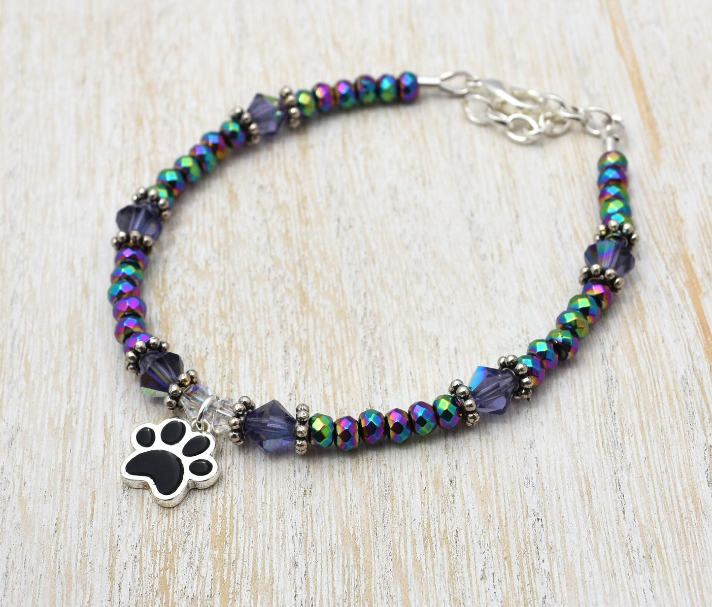 Dog Paw Colorful Gemstone Bracelet
