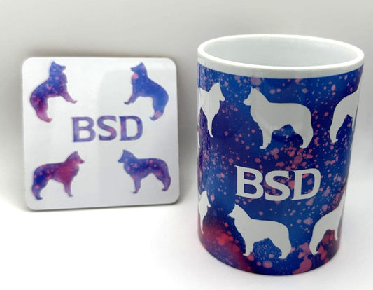 Belgian Sheepdog Mug and Coaster, BSD, Groenendael Cup, 15oz
