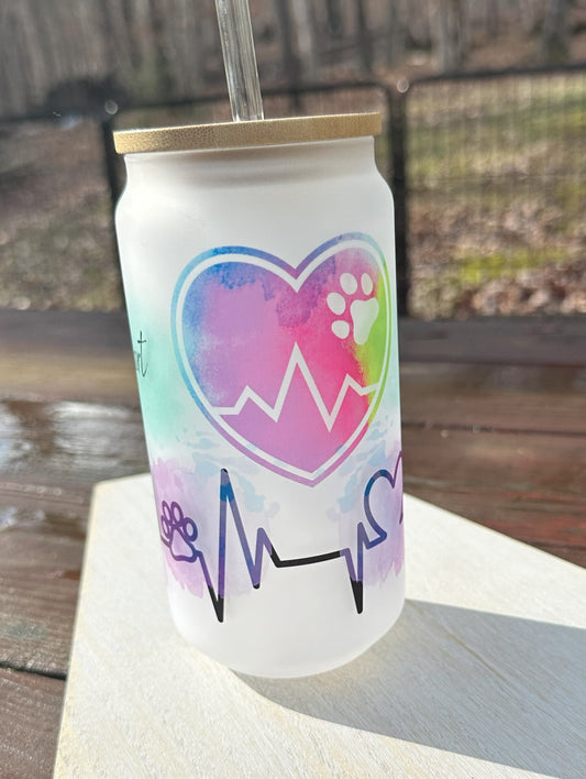 Heart Dog Frosted Beer Can Mug, 18oz Iced Coffee Cup